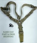 Tactical Single Point Strap Bungee Rifle Gun Sling With Qd Swivel (Fde)
