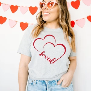 Double Heart Loved T-Shirt,Valentines Day Shirt,Heart Shirt, Love Shirt - Picture 1 of 13