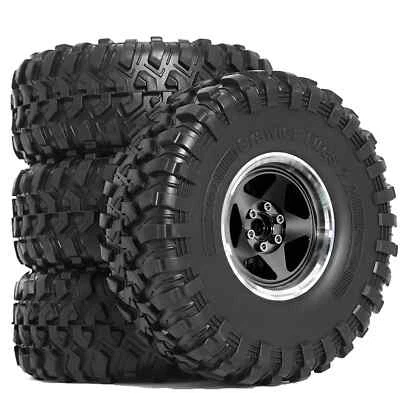 4pcs 2.2" Beadlock Wheels and Tires for 1/10 RC Crawler SCX10 III 90046 TRX4 D90 - Image 1 of 4