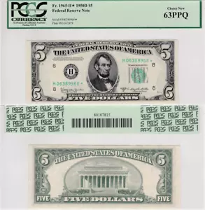 1950-D $5 Federal Reserve Note St. Louis District Star FR 1965-H* PCGS 63PPQ - Picture 1 of 5