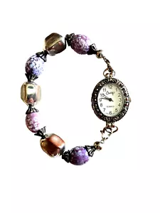 Bienenstock Tausch Armband Uhr Glasperlen silberfarben - Bild 1 von 2