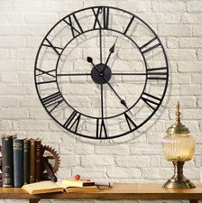 45CM Large Wall Clock Roman Numerals Giant Round Metal Luxury Home Decor Silent