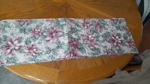 Vintage Table Runner Pink Poinsettias Quilted Christmas Silver Shine Throughout - Picture 1 of 5