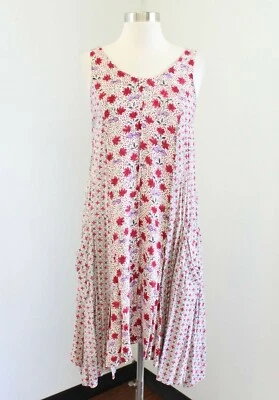 Vestido Nanette Lepore Crema Blanco Rojo Estampado Floral Dobladillo Asimétrico Talla 6  Foto 1 de 4