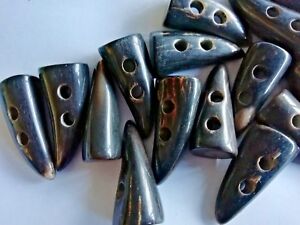 8 X 35-40mm Horn Toggles (Duffle Trench, New, Genuine, 2-Hole, Veined)