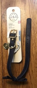 BOND & CO Dog Collar Navy Blue Bow Buckle & Charm Xxsmall 8-10”IN Dog Cat - Picture 1 of 3