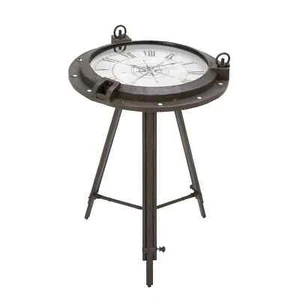 Black Accent Table Round Nautical Coastal Beachy Modern Sunroom Tripod Side 24"H - Picture 1 of 24