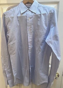 Bullock & Jones Dress Shirt, Med-Lg 15-34 Made For Cufflinks In Switzerland Blue - Picture 1 of 13