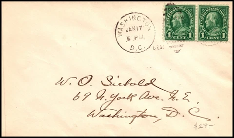 Scott 552 1 Cents Franklin FDC Addressed Washington, DC SCV $27.50 Cover