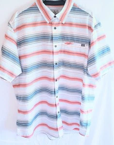 Ascend Mens XL Short Sleeve Button Front Shirt Striped - Picture 1 of 14