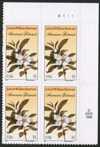 US USA Sc# 3314 MNH FVF PLATE # BLOCK Bartram Botanists Franklinia Flower - Picture 1 of 1