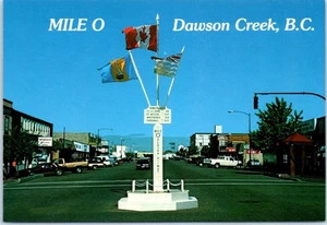 Mile 0 Post of the Great Alaska Highway, Dawson Creek, B.C., Canada Postcard - Picture 1 of 2
