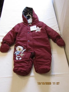 NEW NURSERY TIME ROCKSTAR SNOWSUIT IN MAROON SIZE 3-6 MONTHS. - Picture 1 of 2