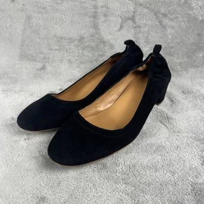 J Crew Anya Suede Block Heel Pumps Shoes Womens Size 9 Black Slip On - Image 1 of 4