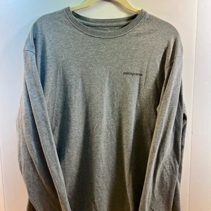 Patagonia Long Sleeve Logo T-Shirt Gray Men’s Size Large USA Made - Picture 1 of 4