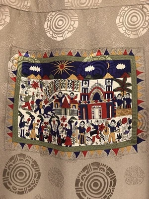 Vintage Chico's Design 4 Mujer Beige Cinco De Mayo Seda S/S Botón XL / ¡NUEVO SIN ETIQUETAS! Foto 1 de 4