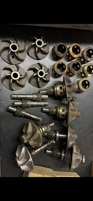 Water Pump Collection Triumph Stag TR7 6&12 Vane Brass Caps, Shafts, Impellers - Image 1 of 3