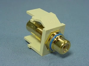 Leviton Ivory Leviton Quickport RCA Video Jack Dorado con Raya Azul 40830-BIL - Imagen 1 de 4
