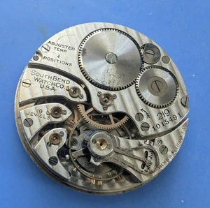 16 SIZE SOUTH BEND 19 JEWEL GRADE 219 MODEL 2 POCKET WATCH MOVEMENT PARTS - Picture 1 of 25