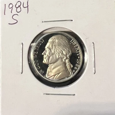 1984-S JEFFERSON NICKEL STRAIGHT FROM PROOF SET  ACTUAL COIN  #7820 - Image 1 of 2