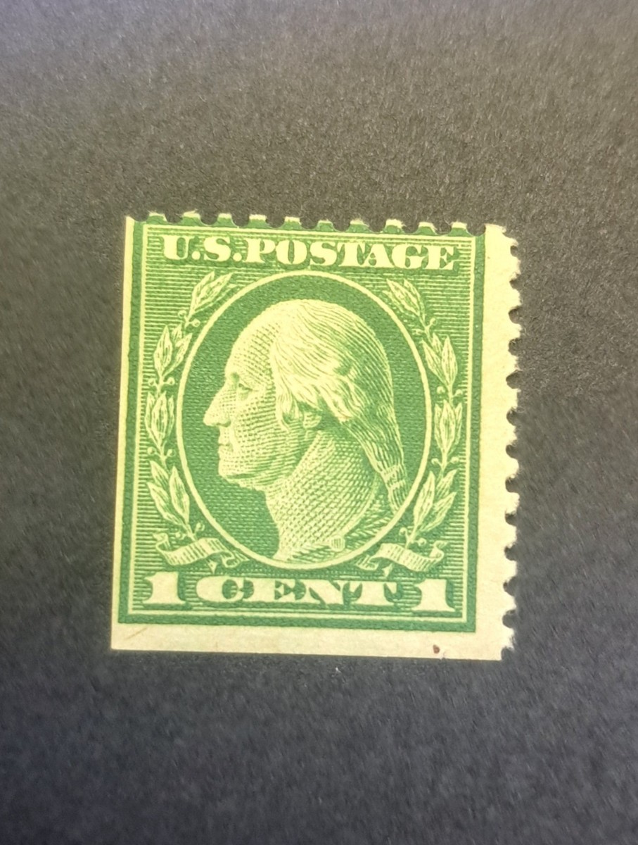 ジョージ・ワシントン1セント希少グリーン切手 Unusual 1 Cent George Washington Stamp Green Profile Olive