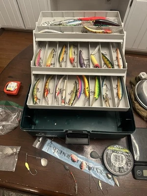 Vtg. Flambean Tackle Box Fishing Tackle Box W/ 30+ Lures Great Condition - Image 1 of 4