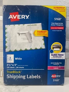 Avery 5168 TrueBlock UltraHold Laser Versandetiketten 3-1/2"x 5" 400 Etiketten weiß - Bild 1 von 5