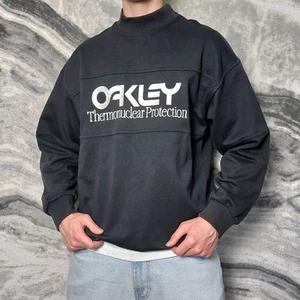 Vintage Oakley Thermonuclear Protection Sweatshirt Made in USA Black Size XL - Picture 1 of 11