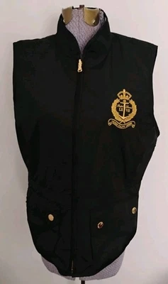 Chaleco Ralph Lauren Mujer Negro Blanco Reversible Cresta Logo Preppy Talla L Usado en Excelente Condición Foto 1 de 4