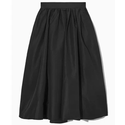 H&M | NWT Black Voluminous Taffeta Midi Ball Skirt Box Pleated Pleats | Size 18  - Image 1 of 4