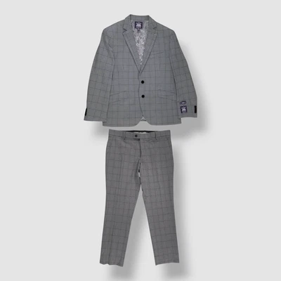 The Savile Row Company Hombres Gris Hoxton Cuadros 2 Piezas Traje Chaqueta Pantalones Talla 40R Foto 1 de 4
