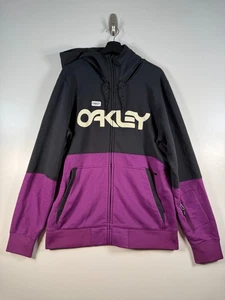 Felpa Oakley uomo full zip collo alto pile felpa con cappuccio nero viola taglia L - Foto 1 di 17
