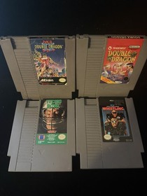 NES Nintendo 4 Game Lot Double Dragon 1 2 Tecmo Bowl WCW Wrestling Tested