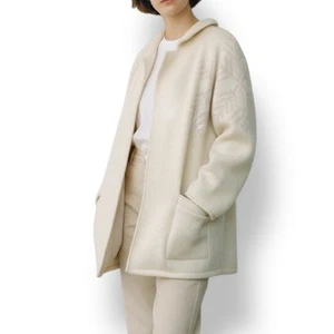 Vintage 70s Hilda Ltd Icelandic Wool Snowflake Coatigan Nordic Oversized Cream  - Bild 1 von 11