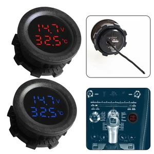 Waterproof Digital Voltmeter Temperature Gauge for Car Motorcycle 12V 24V - Picture 1 of 29