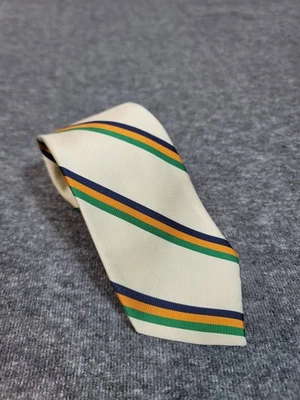 Vtg 90's Polo Ralph Lauren Beige Navy Orange Green Regimental Striped Silk Repp - Image 1 of 4