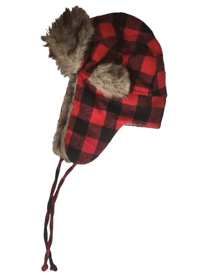 Mossimo Mujer Rojo y Negro Búfalo Franela Escocesa Trampero Sombrero Foto 1 de 1