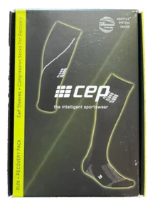 CEP Men's Compression Socks +Calf Sleeves Run and Recovery Pack Running Black - Picture 1 of 8