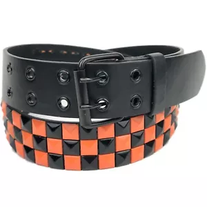Cinturón para hombre con tachuelas 34 pulgadas cintura 32 36 mujer unisex 3 filas pirámide naranja y negro - Imagen 1 de 1