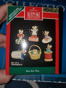 Hallmark Keepsake Miniature Ornament~Sew, Sew Tiny~Set of 6~Dated 1992 - Picture 1 of 5