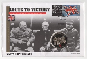 2005 Gibraltar Route to Victory One Crown Coin Cover Yalta Conference - Picture 1 of 4