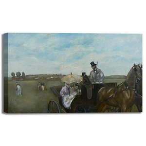 Degas Rennwagen Design Bild Druck Leinwand Gemälde Rahmen Wohnkultur - Bild 1 von 4