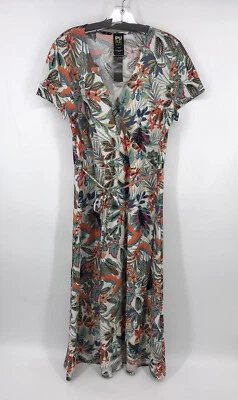 Vestido envolvente Pure Essence blanco con patrón floral/mariposa para mujer talla grande usado en excelente estado Foto 1 de 3