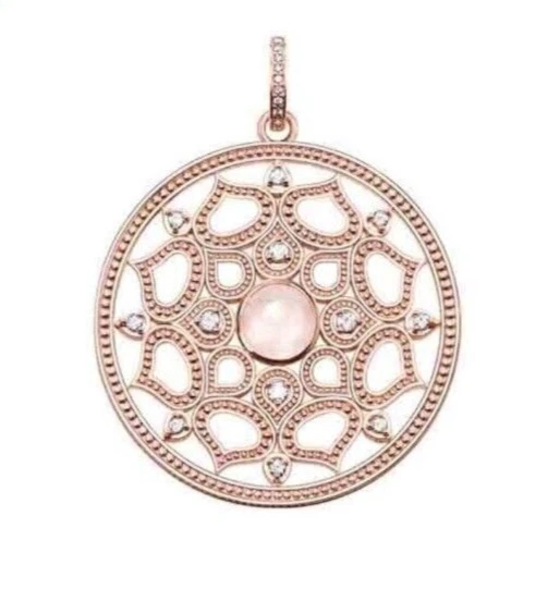 Genuino Thomas Sabo Chapado en Oro Rosa 925 Cuarzo Rosa Grande Filigrana Colgante Foto 1 de 1