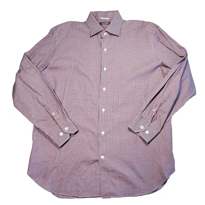 Рубашка Culturata мужская большая красная синяя клетчатая с длинным рукавом облегающее платье - Изображение 1 из 4