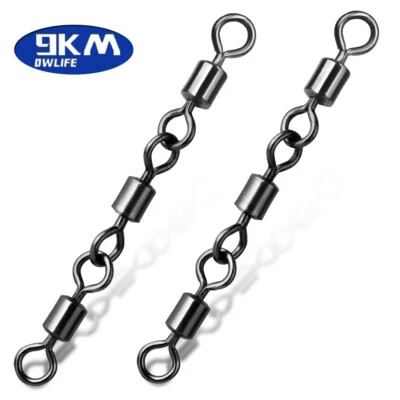 30Pcs 3 Joint Rolling Swivel Fishing Accessory Barrel Swivel Stainless Tackle - Image 1 of 4