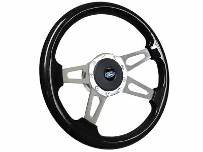 1964-72 Ford S9 Espresso Wood Steering Wheel Blue Oval Kit, 4-Spoke Slots - Image 1 of 4