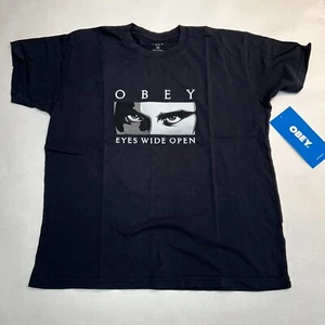 Obey Women's Organic T-Shirt Eyes Wide Open Off Black Size XS NWT - Picture 1 of 2