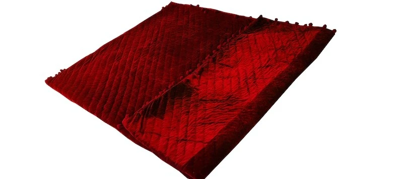Deep Red Velvet Quilt Velvet Quilt King Lap Size Quilt, Blanket Pick Stitch. - Image 1 of 4