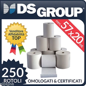 250 ROTOLI TERMICI mm. 57x20 mt x POS CARTA ALTA QUALITA' - Picture 1 of 1